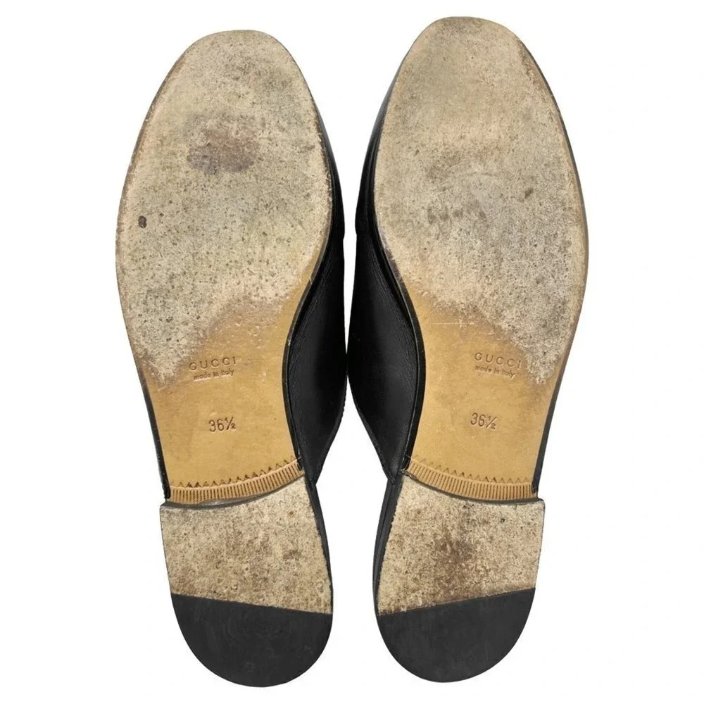 Gucci Princetown Loafers Black Leather Horsebit Mule 36.5‎